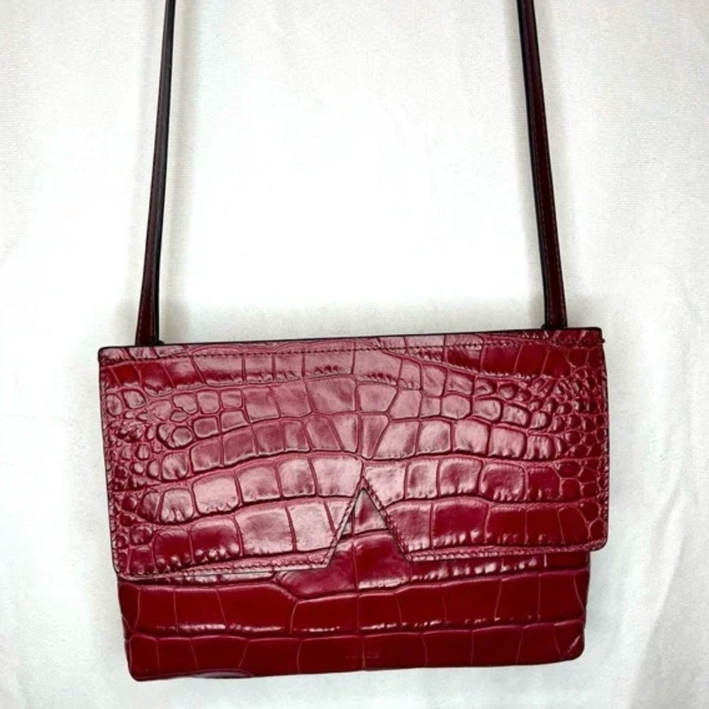 Vince burgundy crocodile embossed Crossbody
